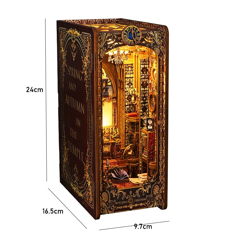 DIY Book Nook Kit with LED Lights – Miniature Bookshelf Insert for Readers