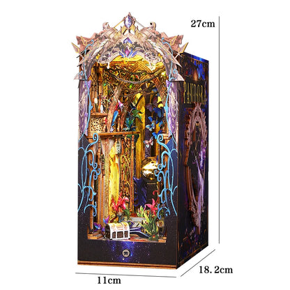 DIY Book Nook Kit with LED Lights – Miniature Bookshelf Insert for Readers