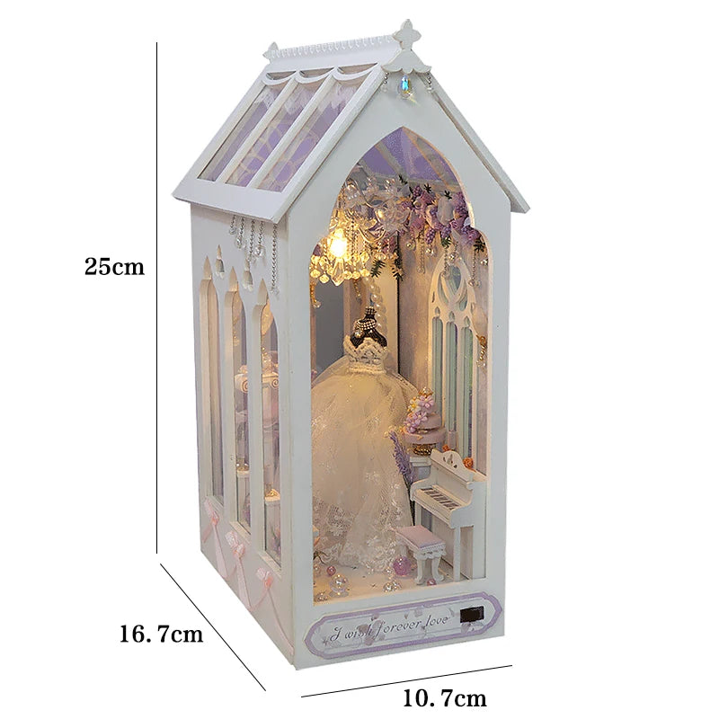 DIY Book Nook Kit with LED Lights – Miniature Bookshelf Insert for Readers