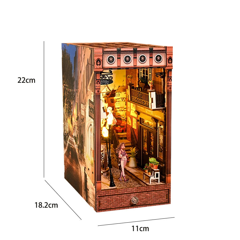 DIY Book Nook Kit – Miniature Bookshelf with LED Lights