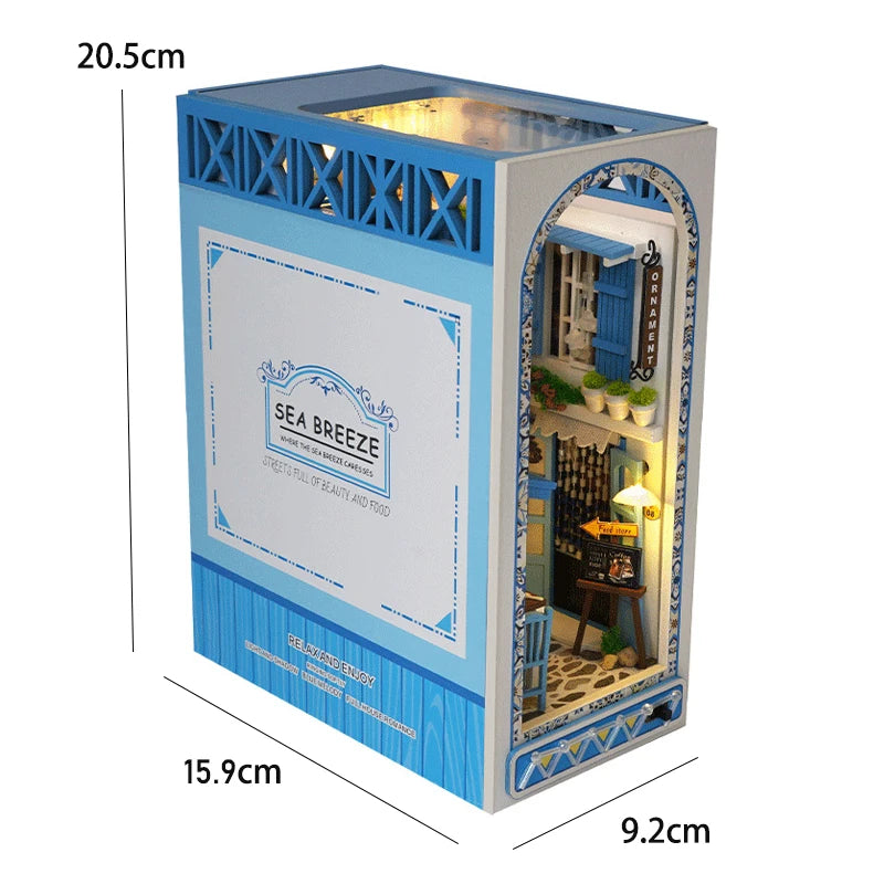 DIY Book Nook Kit – Miniature Bookshelf with LED Lights