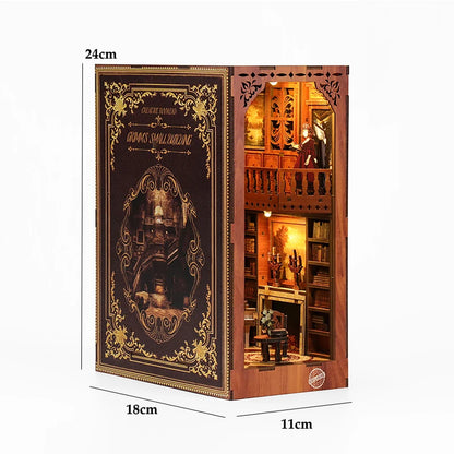 DIY Book Nook Kit with LED Lights – Miniature Bookshelf Insert for Readers