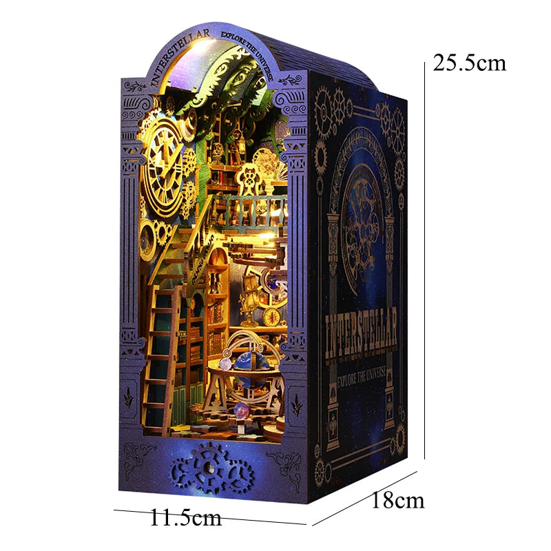 DIY Book Nook Kit with LED Lights – Miniature Bookshelf Insert for Readers