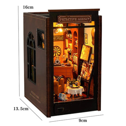 DIY Book Nook Kit with LED Lights – Miniature Bookshelf Insert for Readers