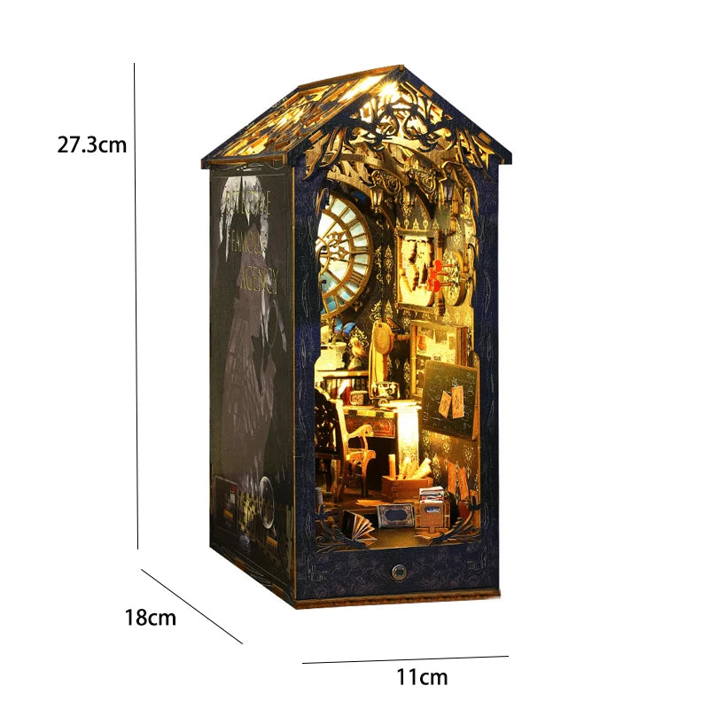 DIY Book Nook Kit with LED Lights – Miniature Bookshelf Insert for Readers