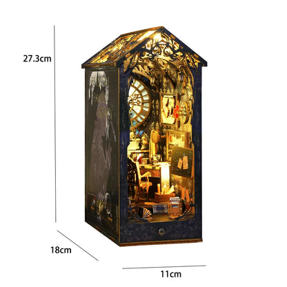 DIY Book Nook Kit with LED Lights – Miniature Bookshelf Insert for Readers