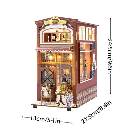 DIY Book Nook Kit with LED Lights – Miniature Bookshelf Insert for Readers