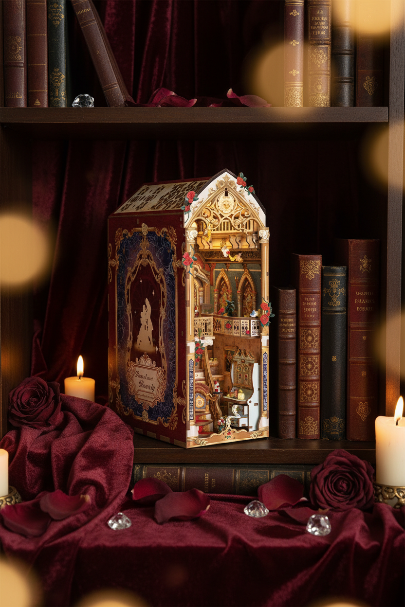 Beast & Beauty book nook diorama – enchanted ballroom