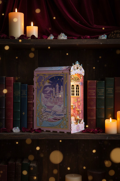 Sweet Dream book nook diorama – pink castle in the clouds